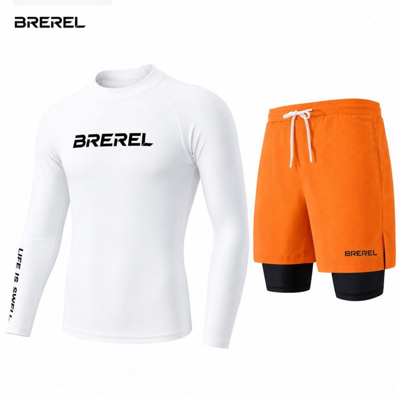 Heren UV-Bescherming Rash Guard Set Lange Mouw Zwemshirt Sneldrogende Boardshorts Snorkelen Surfen Kajakken