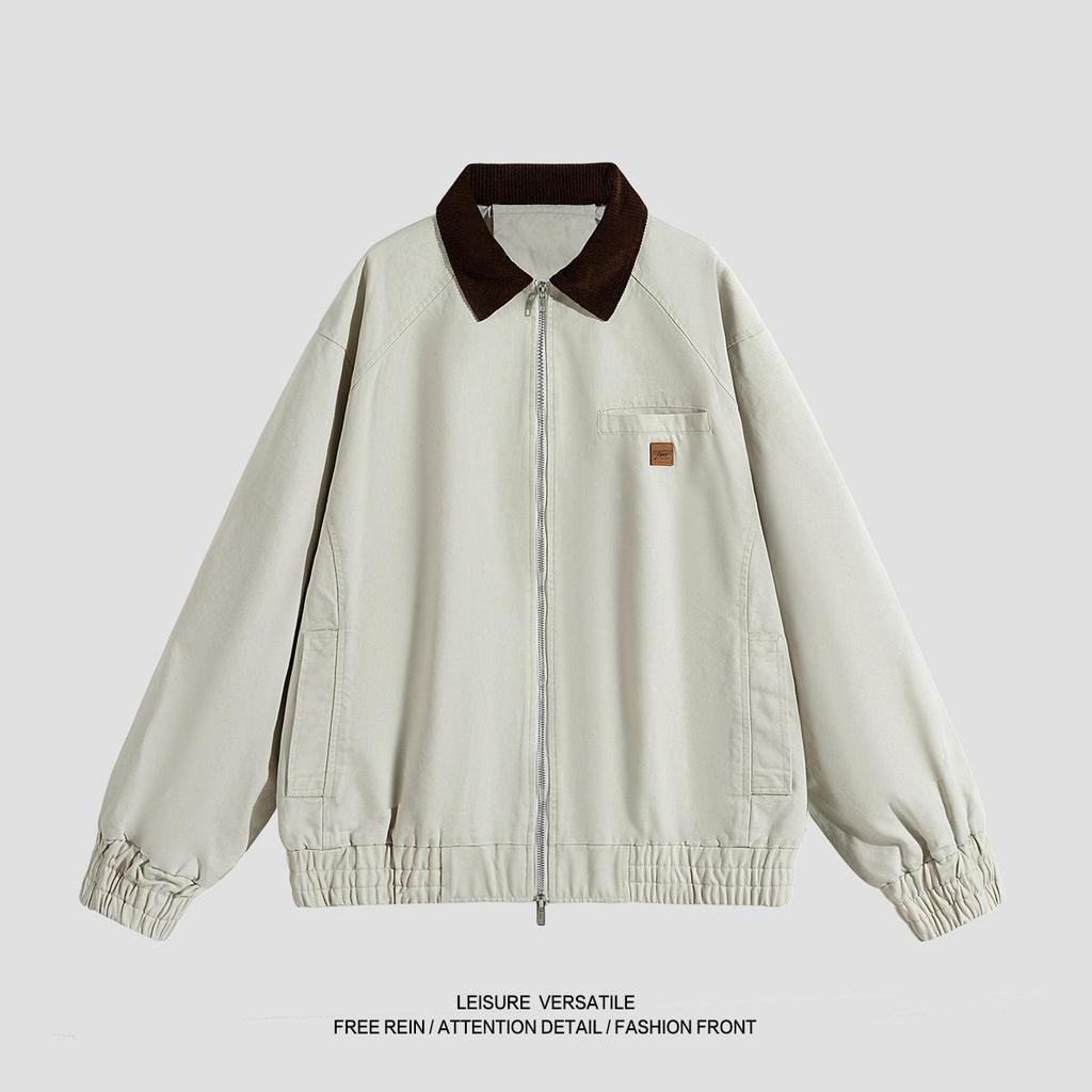 Comfortable Versatile Coat Minimalist Cotton Jacket Men 2026 Jacket Washed Do Old Loose Lapel Men's Spring and Autumn Breathable Work Casual Jacket
