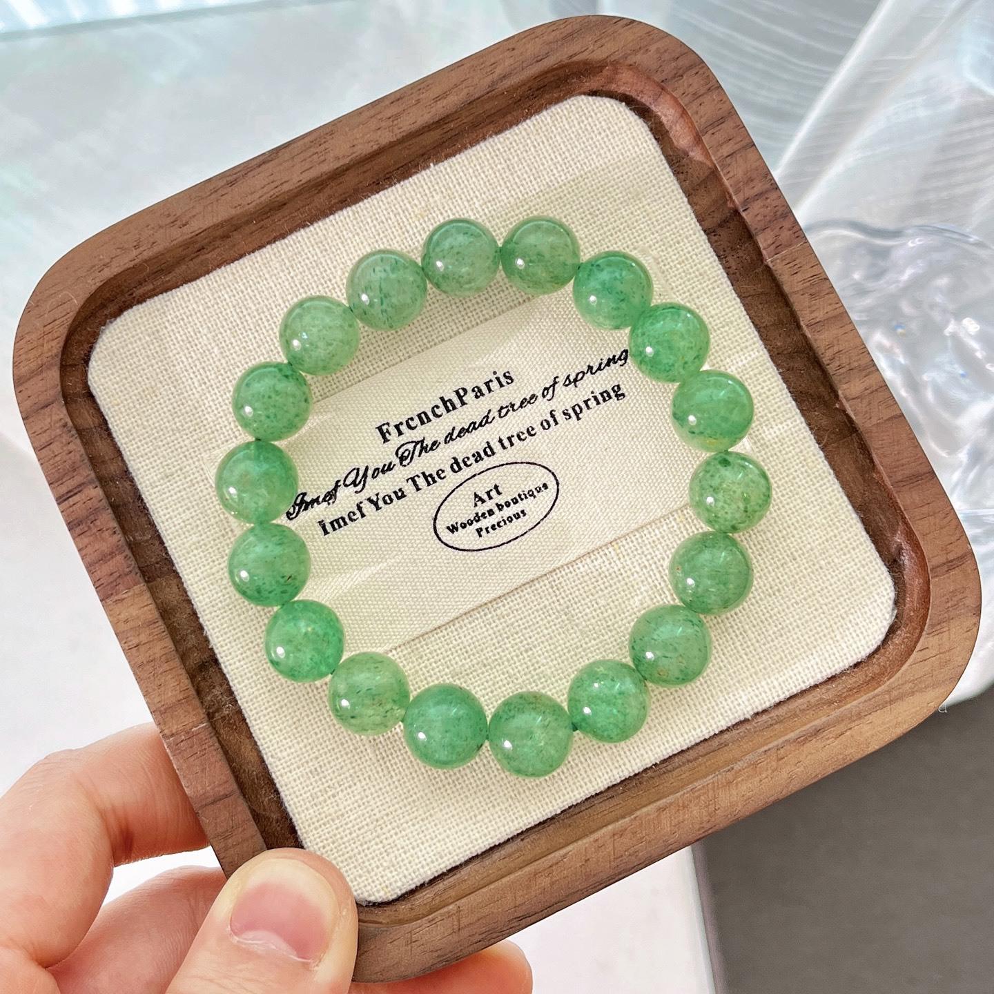 12Mm Natural Green Strawberry Crystal Bracelet Bracelet