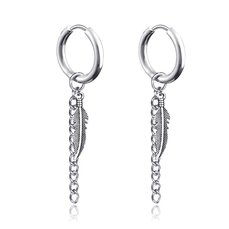 4 Pairs Punk Steel-color Stainless Steel Cross Earrings Studs For Men/Women Street Cross Punk Gothic Fake Earrings Zircon Gift