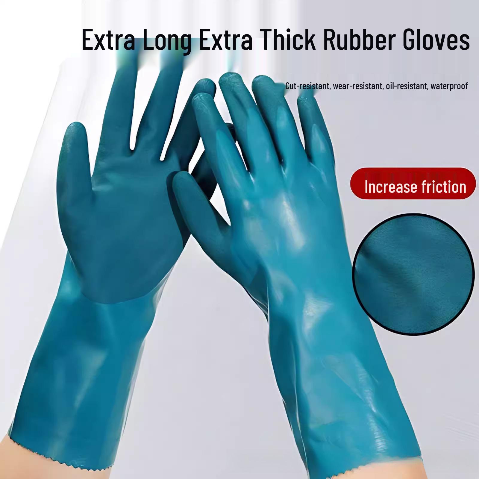 Waterproof Heat-Resistant Anti-Stab Kitchen Gloves for Cooking and Chopping Green & Navy Blue Long Anti-Cut & Stab