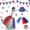 Outdoor Geese Outfits Star Print Formal Geese Skirt Hat Set 23 Inches Independence Day Animal Tulle Skirt With Hats For Lawn
