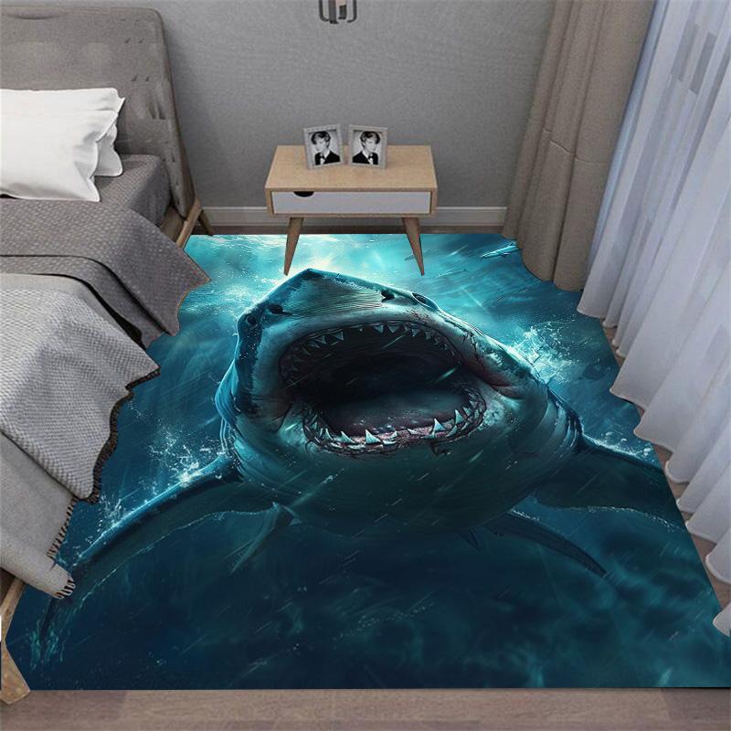 Terrifying Great White Shark White Shark White Death Carpet Floor Mat Adds a Great Focal Point To Any Space
