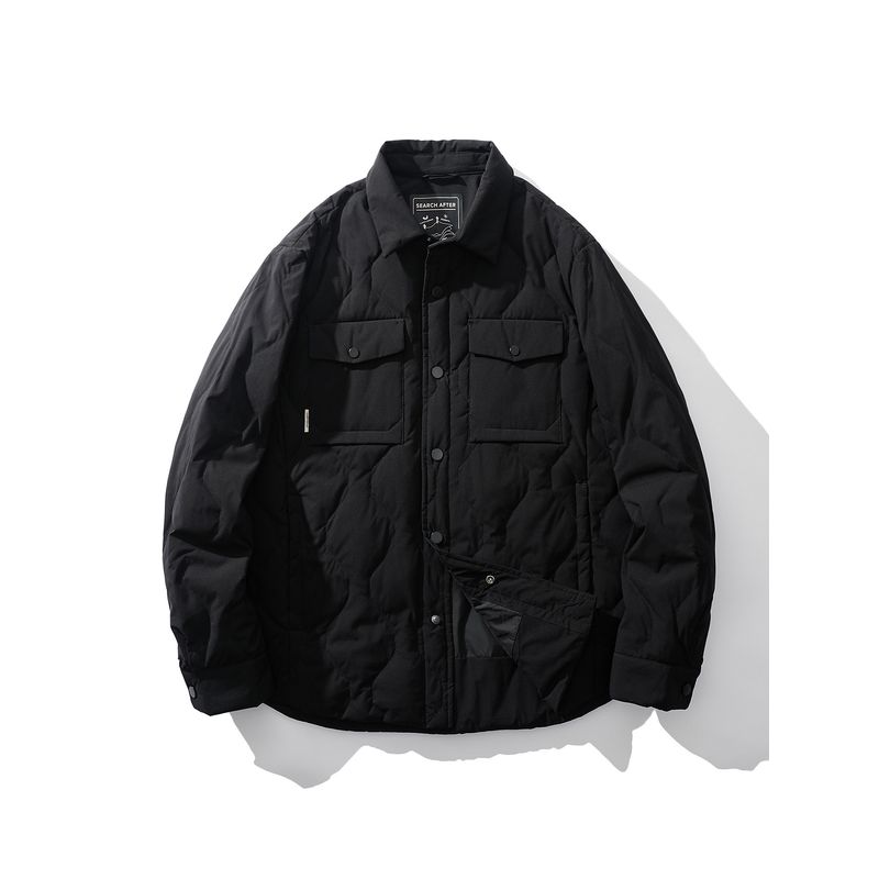 Lightweight down Jacket Men's Winter down Warm Work Shirt Coat Foreign Trade Men's Casual Turn-Down Collar Cotton Jacket