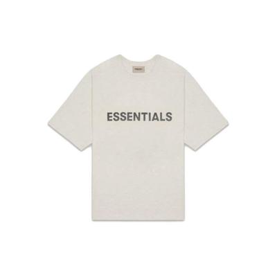 SS20 3D Silicone Applique Boxy T-Shirt Men Tops Oatmeal FOG-SS20-288