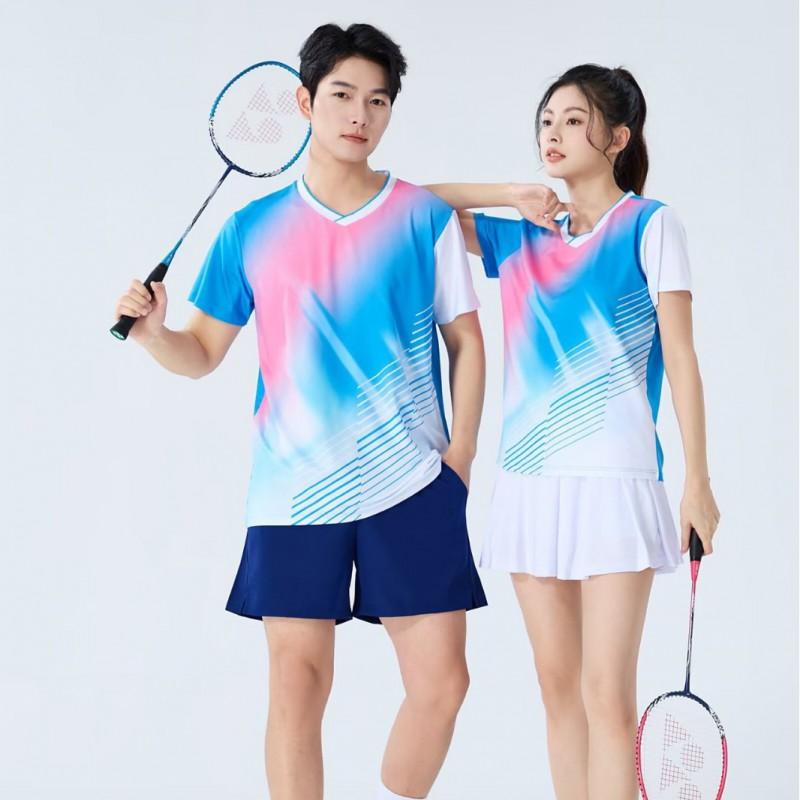 Breathable Ice Silk Sport Shirt Shorts Set Badminton Tennis Volleyball Table Unisex Athletic Wear