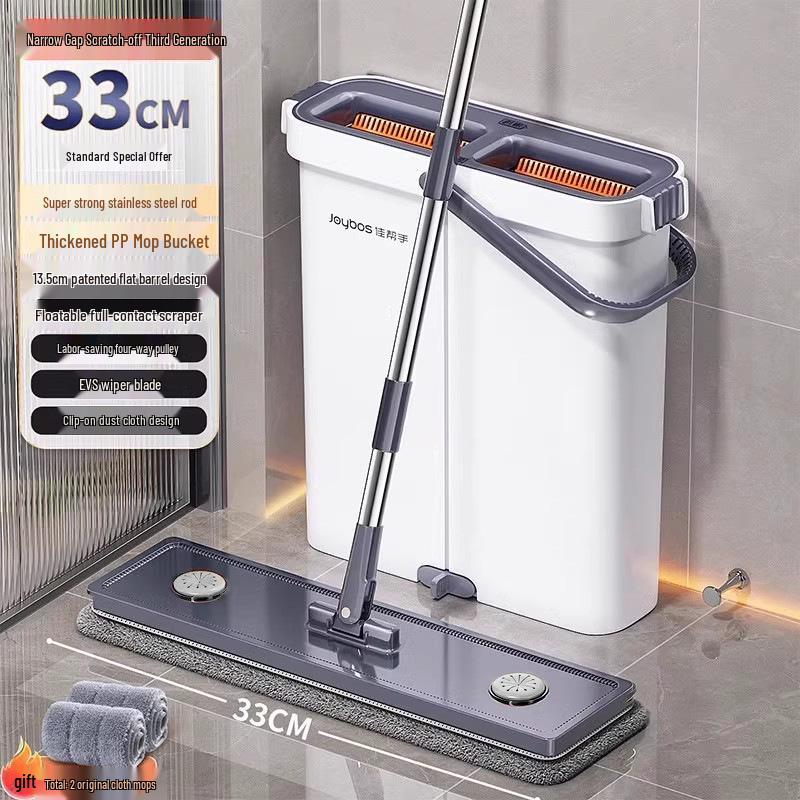 

Двухслойная ленивая швабра Jia Bangshou: Инструмент для плоского пола, очищаемый одним движением