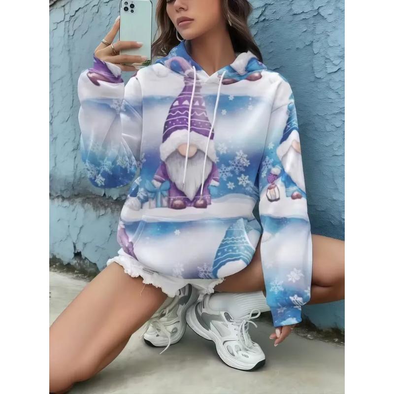 Fashion Women's Hooded Sweater 3D Casual Color Printing Casual Long Sleeve Sweater