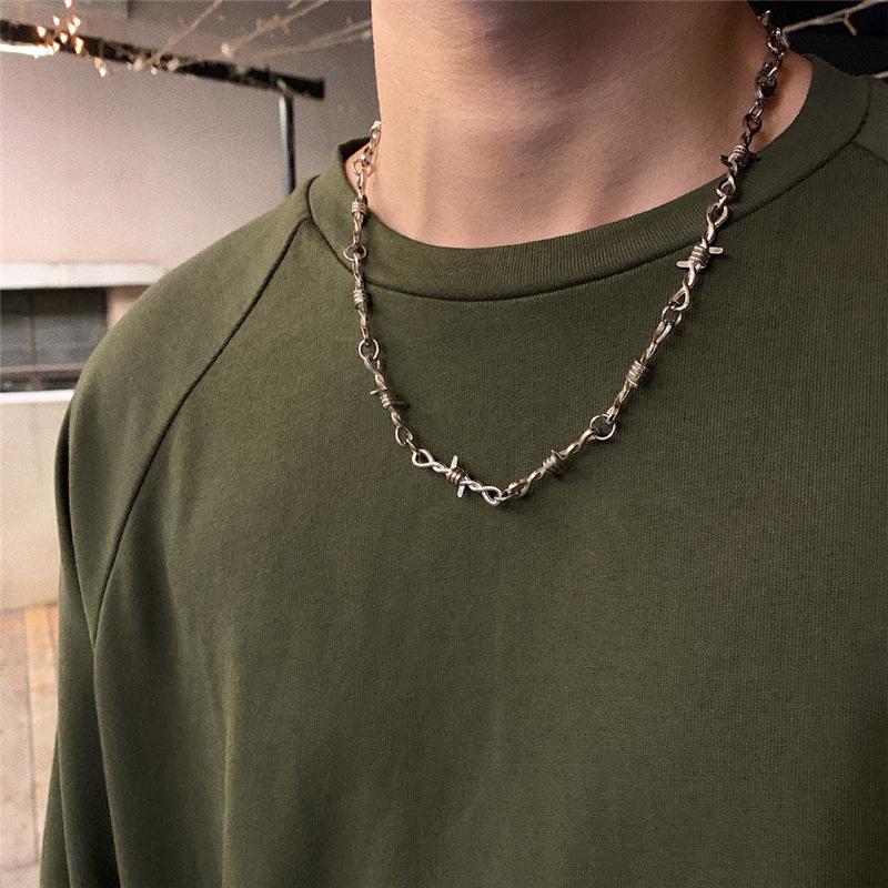 ZAKOL Fashion Iron Unisex Choker Necklace Women Hip-hop Gothic Punk Barbed Wire Little Thorns Chain Choker Zircon Gifts