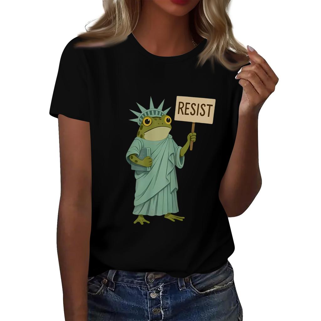 Women's Printed Round Neck Short Sleeve Top