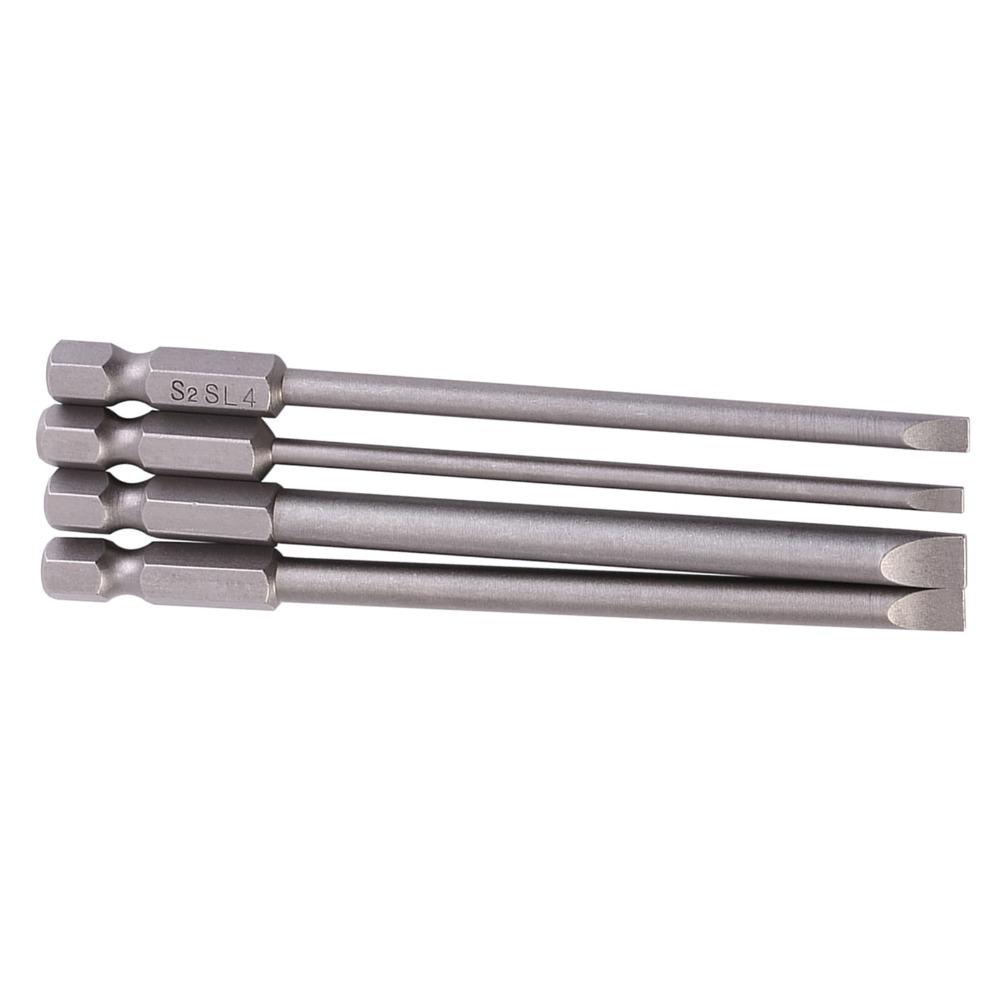 4 Pcs 100mm / 4 Inch Length Flat Head Screwdriver Bits Power Tool Drill Bits  Power Tool Accessories