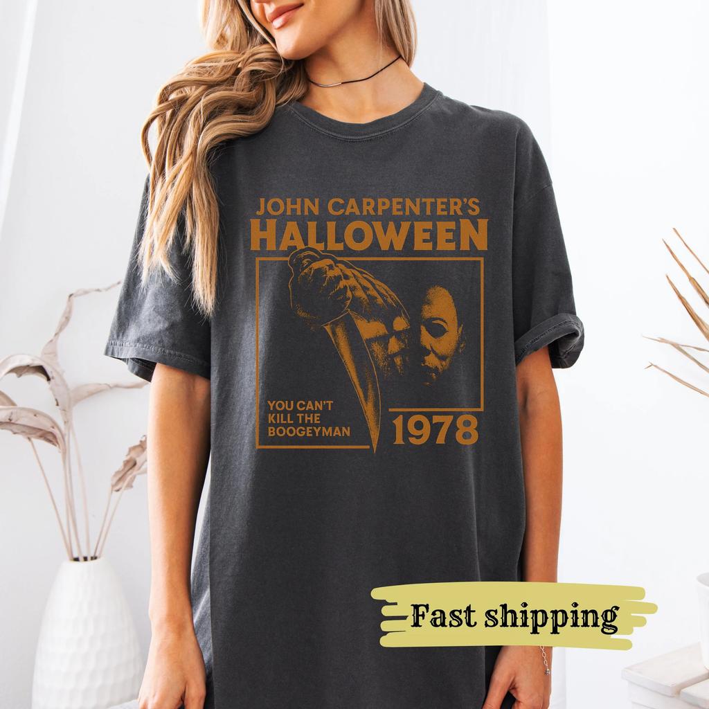 Halloween 1978 Koszulka Michael Myersa Koszulka Comfort Colors z filmu horroru Koszulka Johna Carpentera Koszulka z serii horrorów slasherów