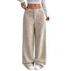 Women's Corduroy Wide Leg Pants with Patchwork Design High Waist Loose Fit Casual Trousers