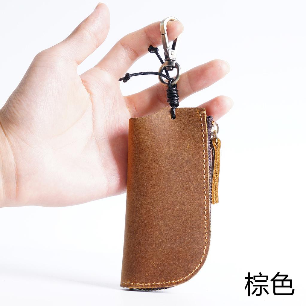New Genuine Leather Housekeeper Keychain Car Key Holder Men Zipper Key Ring Pouch Case Cover Keys Bag Key Organizer Wallet Purse