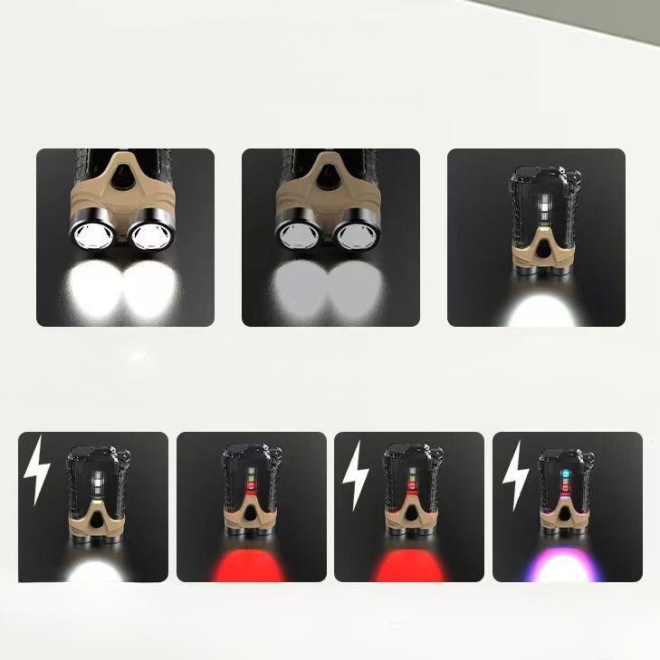 New Outdoor Multi Functional Mini Keychain Light Portable LED Strong Light Dual Flashlight with Magnetic Emergency Light