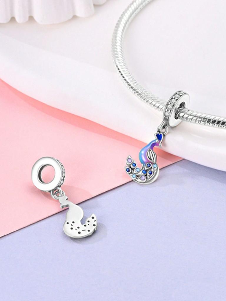 Charms Plata Colorful Birds Peacocks Butterfly Bead Copper Plated Fit Copperoriginal Bracelet For Jewelry Making Diy Charm