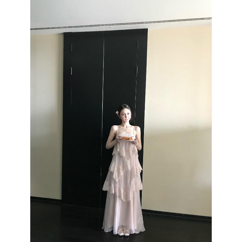 

High-quality Satin Lining Fine Flash Texture Heavy Industry Lace Suspender Dress Long/short Spring and Summer Women S