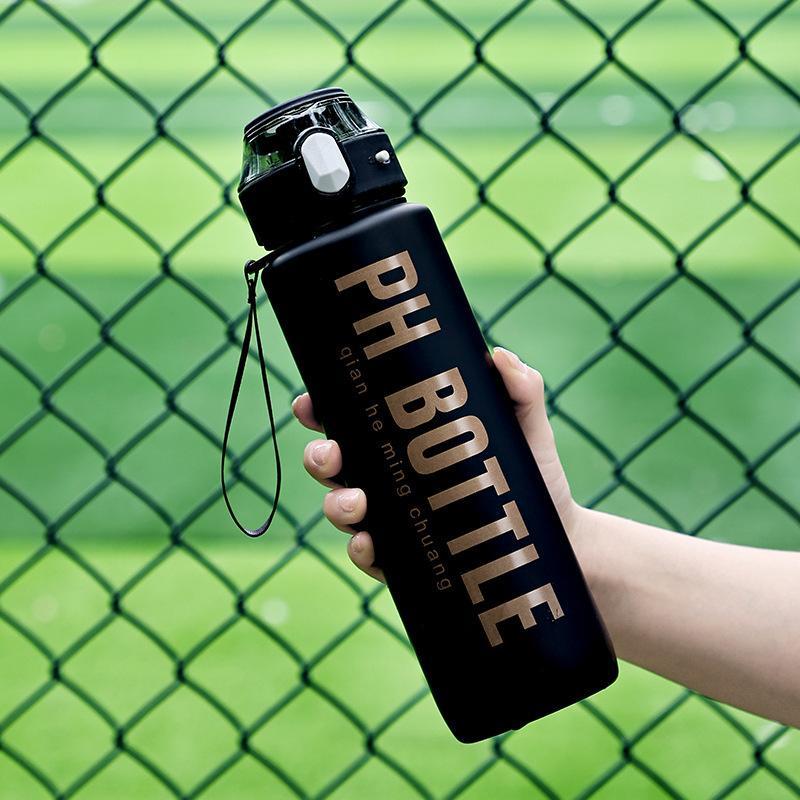 1 Stück 1000 ml Farbverlauf Sport-Wasserflasche Auslaufsicher Tragbarer Fitnesskrug Mit Strohhalm Für Fitnessstudio Outdoor Strand Reisen