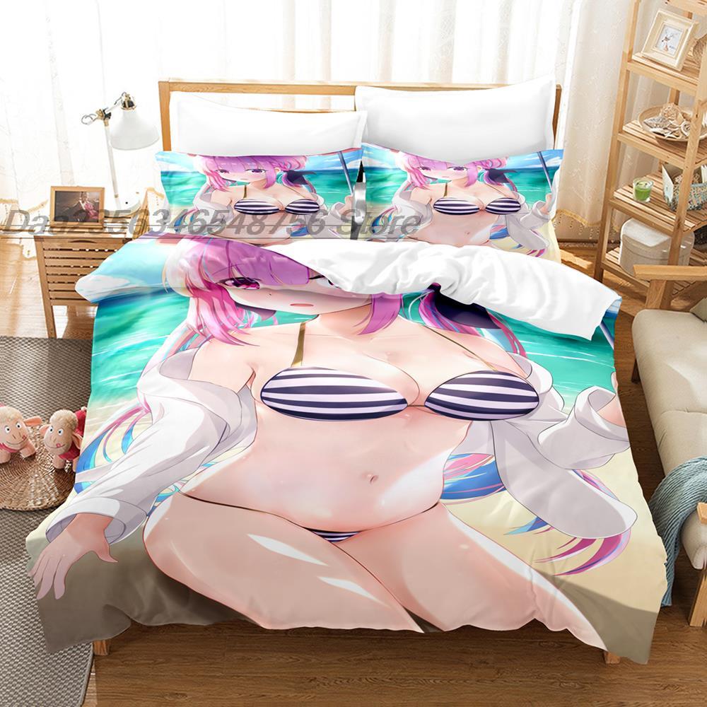 3D Print Anime Kawaii Girls Minato Aqua Bedding Set Single Twin Full Queen King Size Bed Set Adult Kid Bedroom Duvet cover Sets