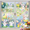 Easter Rabbit Eggs Window Stickers Decorations Reusable Glass Clings Decals For Holiday Spring Party Supplies