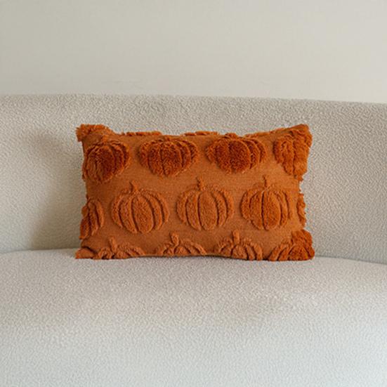 Pumpkin Pattern Pillowcase Solid Color Hide Zipper Soft Wool Velvet Pillow Case Halloween Cushion Cover Home Decor