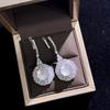 New Vintage 100% Pure 925 Sterling Silver Pave Aaa Zircon Lace Jade Stone Ear Buttons Earrings For Women Luxury Fine Jewelry