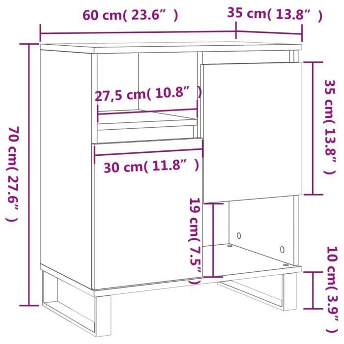 VidaXL Buffet Blanc 60x35x70 cm Bois d'ingénierie 831196