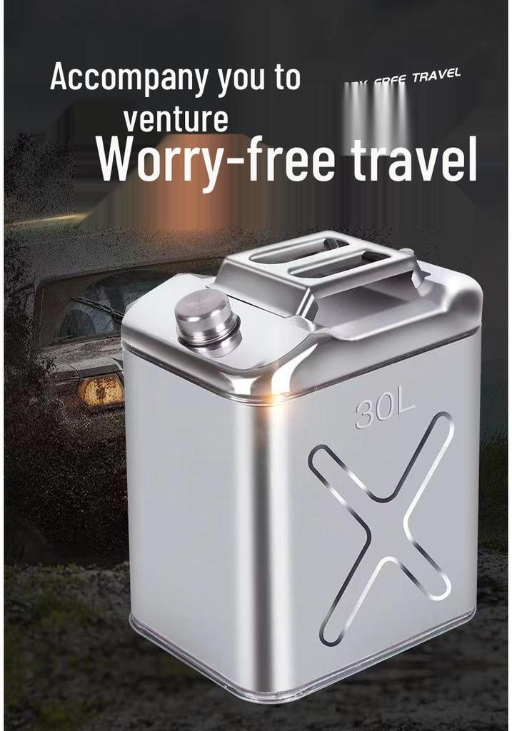 Portable 304 Stainless Steel Fuel Can - 30L/25L, Thickened for Oil, Gasoline, Diesel, Car Spare Tank
