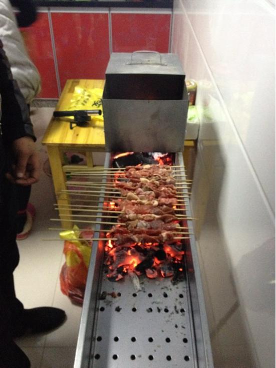Butterfly Roasted Thick Lamb Skewers: Large Charcoal BBQ Rack, 1.2m Long, 18cm Width