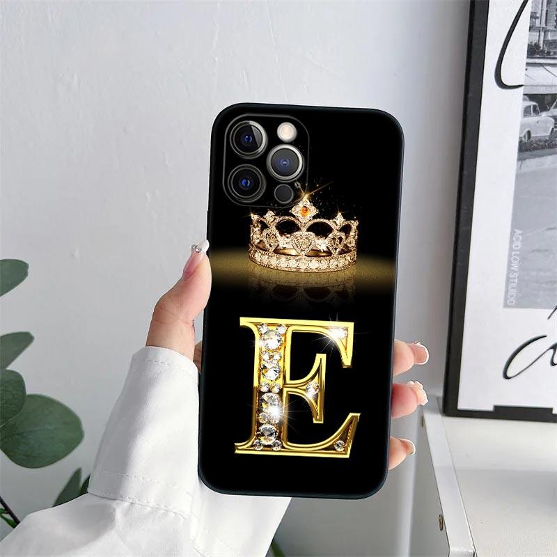 

Initial E M J F K L H I Letter Phone Case for iPhone 11 15 16 Pro Max Case Coque 14 Plus 13 Pro 12 11 X XS 16 7 8 TPU Soft Cover iPhone 14