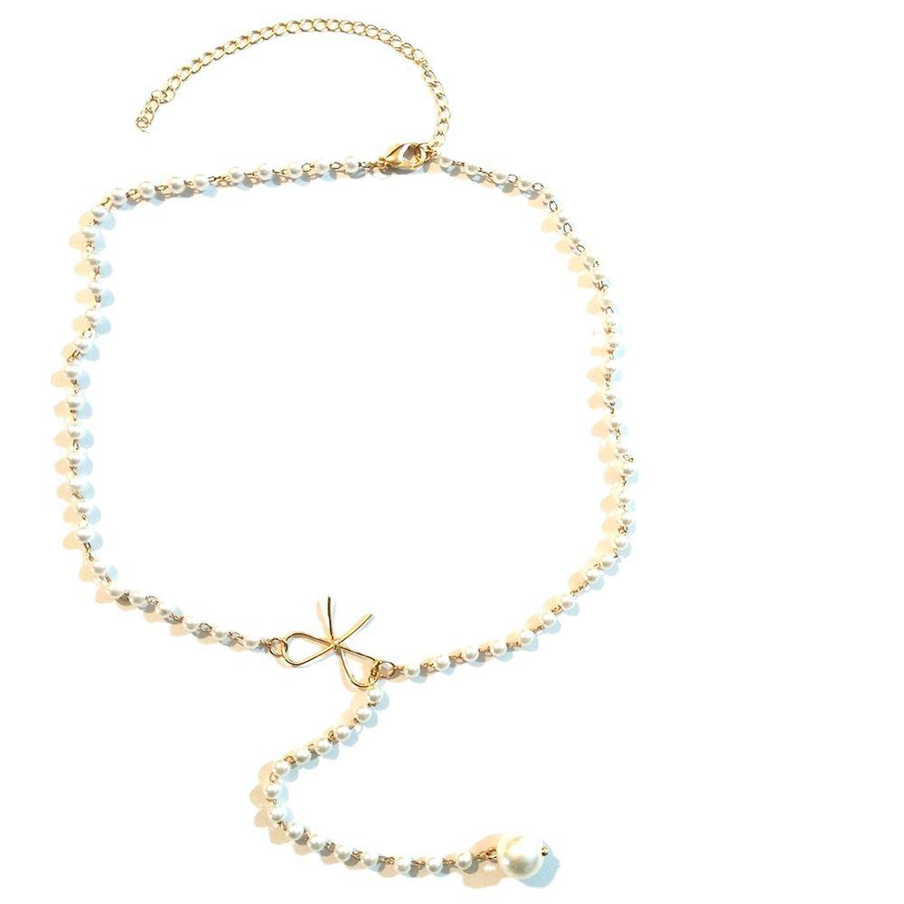 Elegant Pearl Bowknot Tassel Pendant Necklace: High-End Autumn Winter Women's Fashion