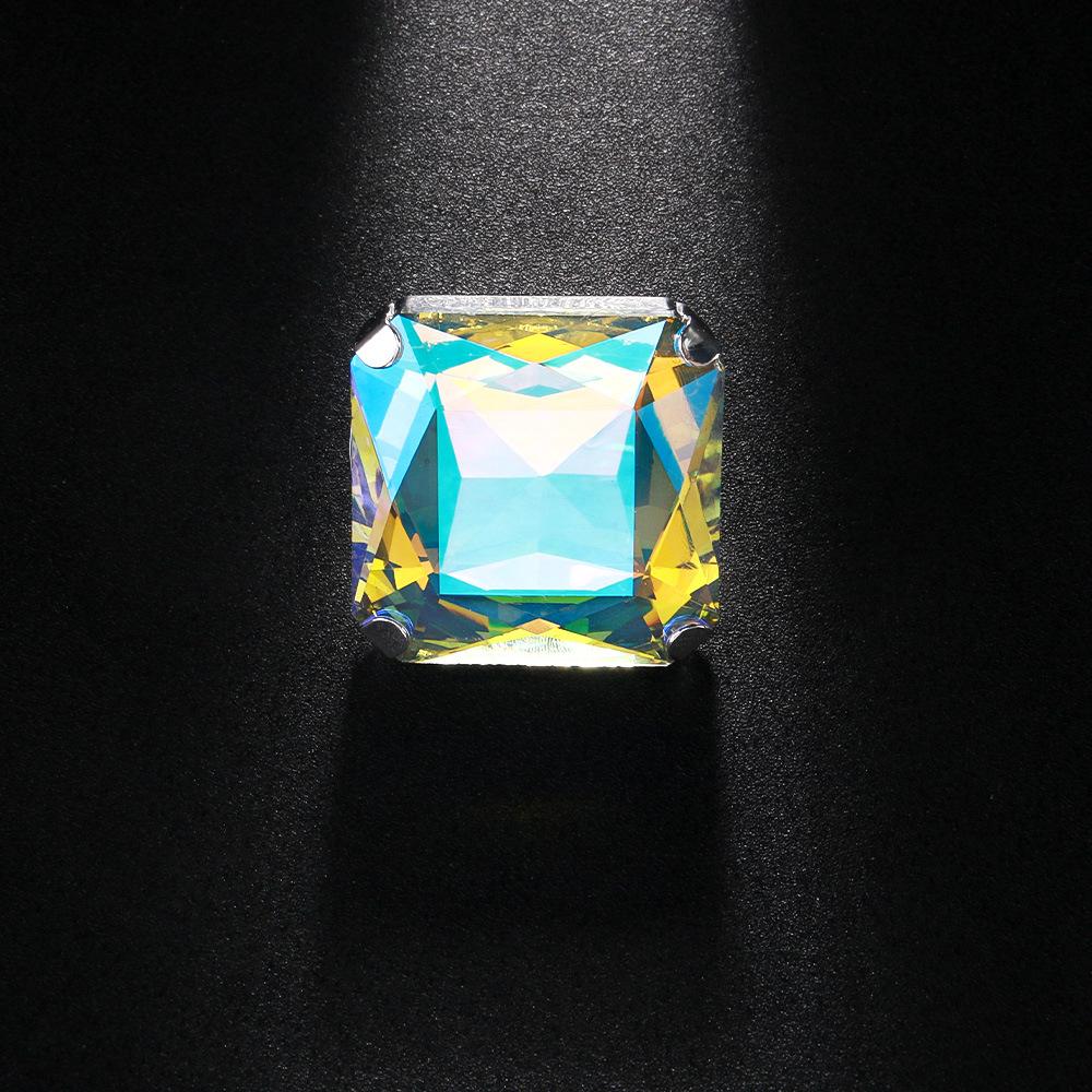 Anello Quadrato di Lusso di Nicchia Anello Esagerato di Alta Gamma Apertura Regolabile Accessori da Donna Anello