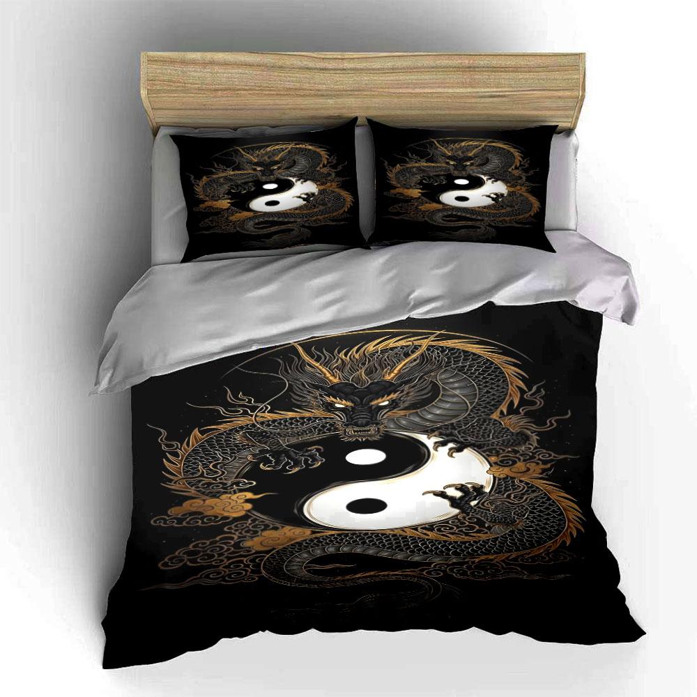 Dragon with Yin-Yang symbol. Bedding sets Duvet cover sets Duvet covers Pillowcases(1* Duvet Cover 2* Pillowcases without duvet insert)