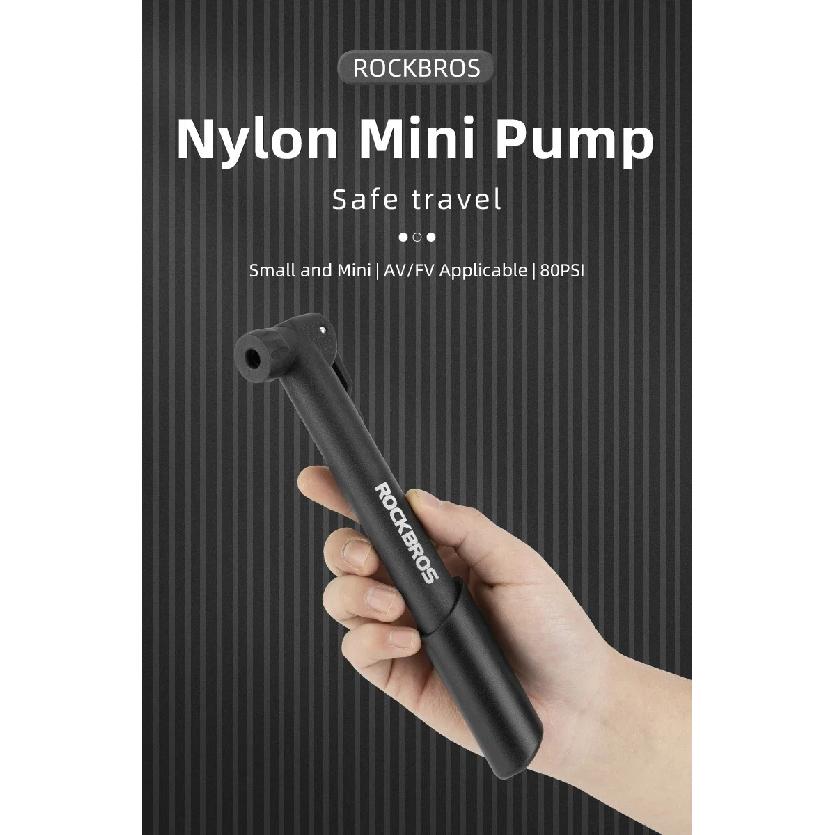 ROCKBROS Bicycle Pump Portable 80-100PSI Easy Operation Mini High Pressure Air Pump Cycling Stainless Steel MTB Bike Accessories