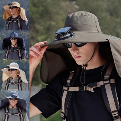Rechargeable Outdoor Hat Built In Fan Solar Charging Lightweight Breathable Sun Protection For Men Women