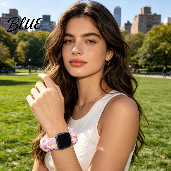 Cute Print Watch Strap Elastic Scrunchie Band Scrunch Fabric Stretchy
