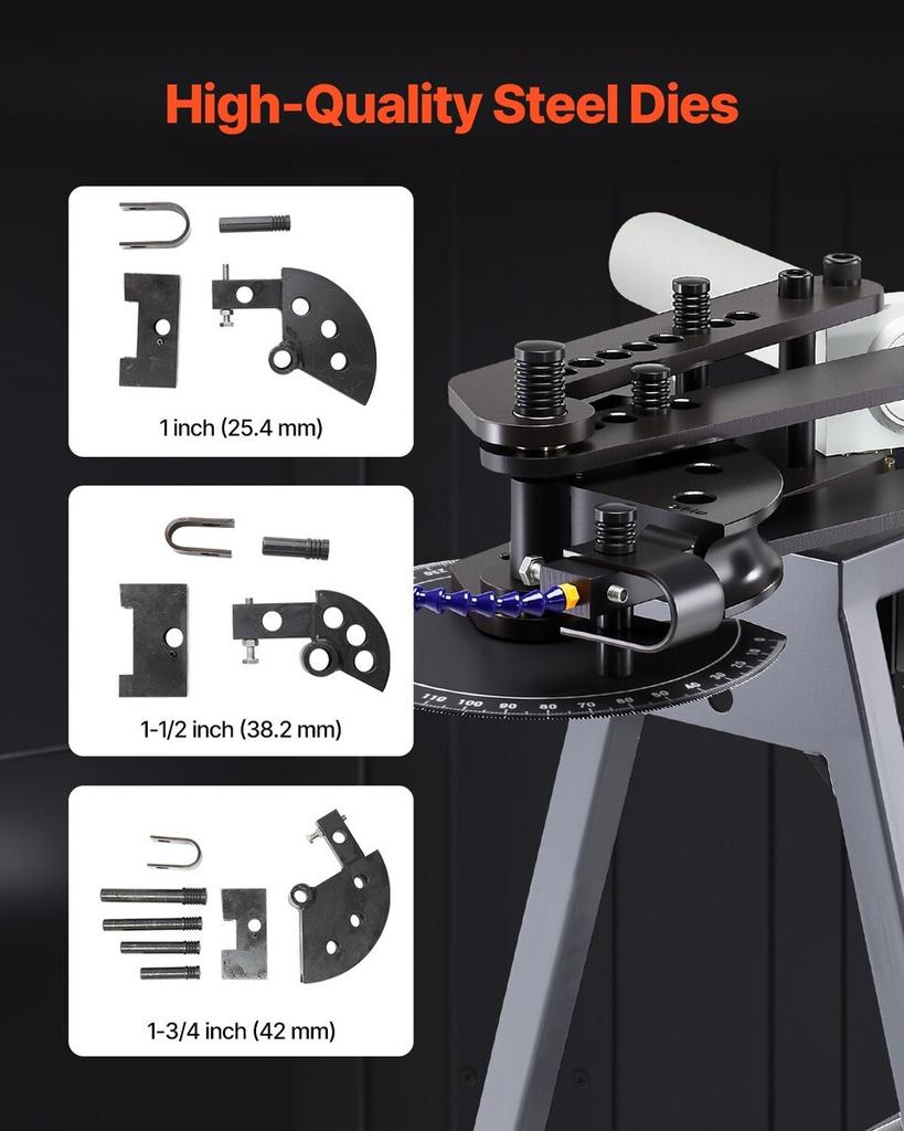 Electric Tube Bending Machine 750W Pipes Bender with 6L Hydraulic Cylinder