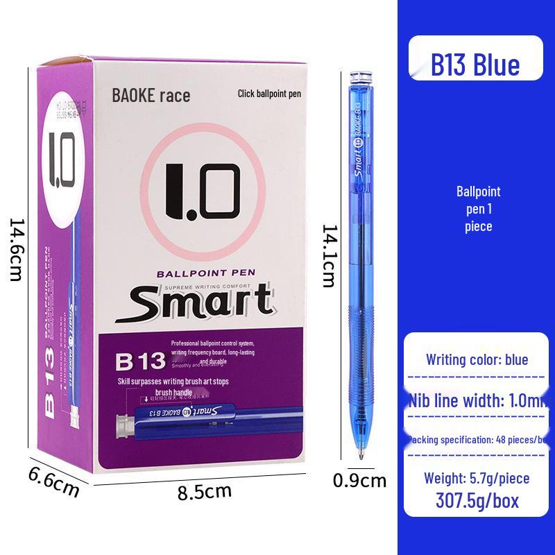 

BaoKe B13 Smooth Click 1.0mm Ballpoint Pen with Transparent Barrel - Customizable Logo 1.0mm синий