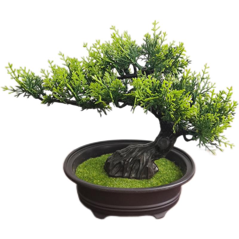 Indoor Welcoming Pine Bonsai: Artificial Potted Plant Decor for Home, Living Room, or Office
