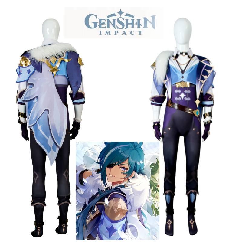 Ensemble de costume Cosplay Original Genshin Impact Pour Kaeya Design Imprimé Ethnique Tribal