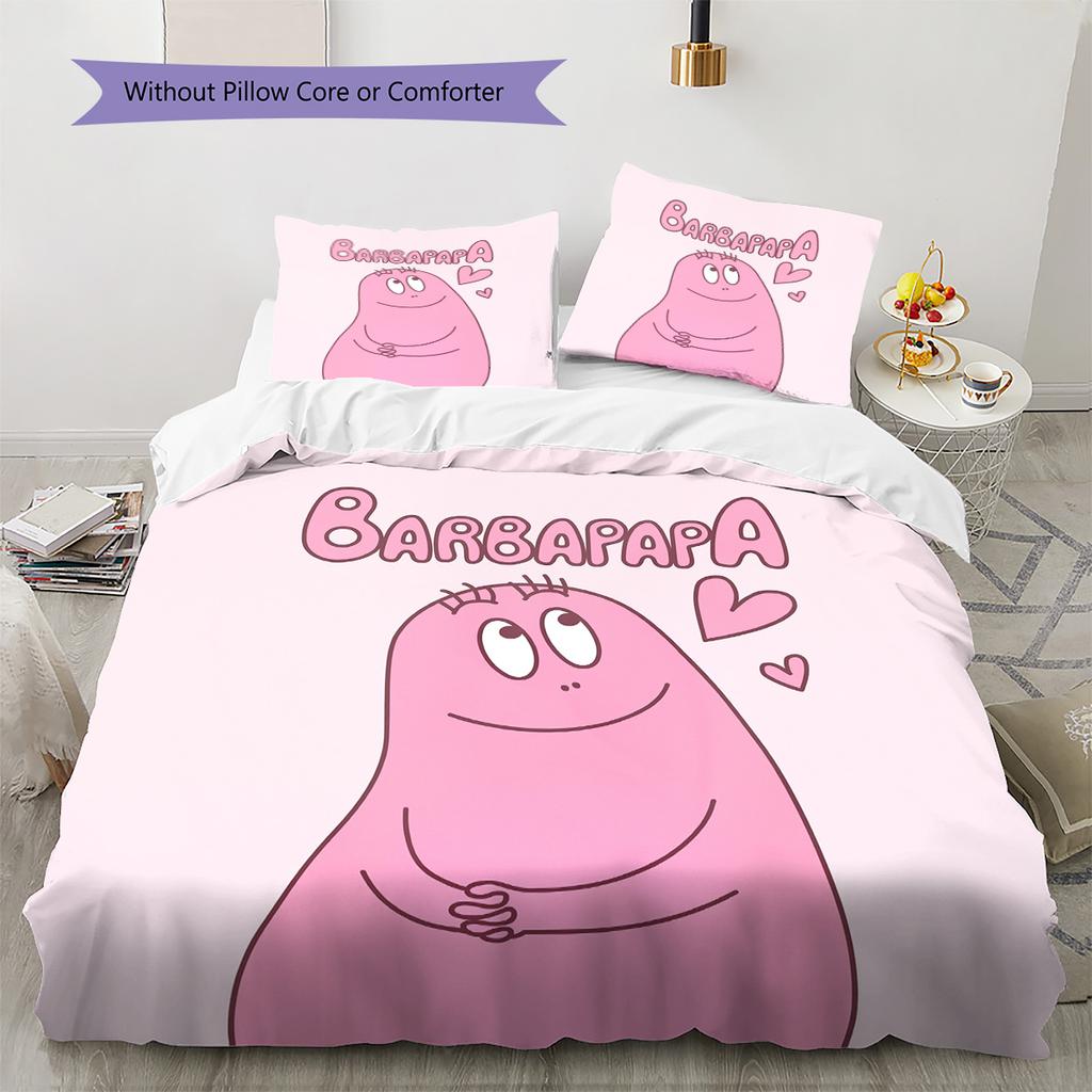 Set Copripiumino Trapuntato con Fantasia Barbapapa Decorazione per la Casa Regalo (1 * copripiumino + 2 * federe senza imbottitura)
