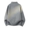 2026 Mens Loose Fit Solid Color Knit Shirt Casual Stand Collar Long Sleeve Top Teens