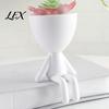 Compact Plant Pot 3D Printed Sitting Human Figure Succulents Planter, 2-in-1 Desktop & Decor Ornament, Matte Finish Decorative Container One-Piece