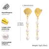 Stainless Steel Shell Earring for Women Scallop Imitation Pearl Earrings Metal Attractive Jewelry