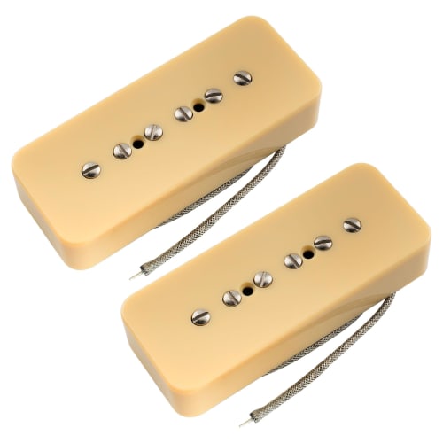 

Musiclily Pro P90-BLA Alnico 5 P90 Soapbar Pickups, Single Coil, Neck and Bridge Pickup Set for Electric Guitars, Cream