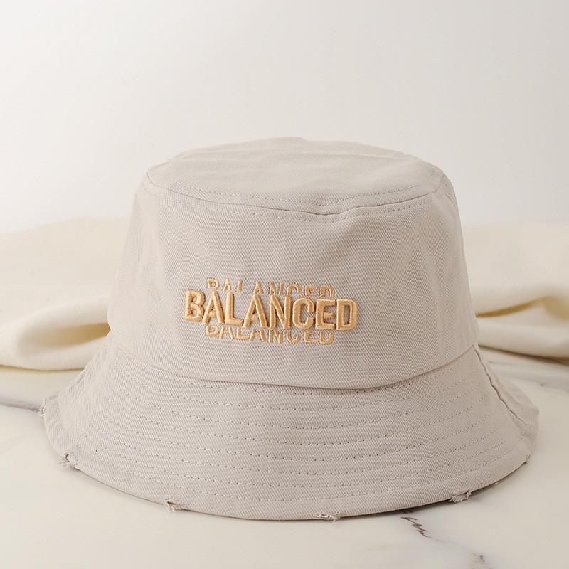 

Cotton Summer Sun Hat With Embroidered Letters Wide Brim For Women