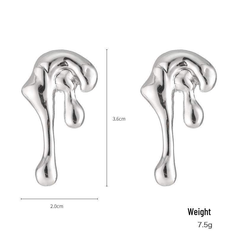 Kenjie INS. Irregular Gold Plated Metal Earrings for Women - European & American Fashion Studs