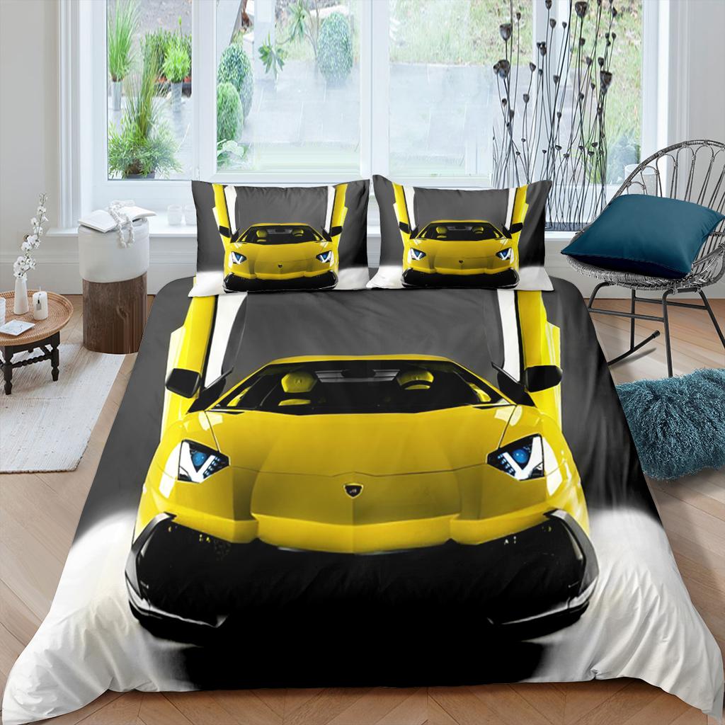 Racing Car Printed Duvet Cover With Pillowcase Bedding Set Single Double Twin Full Queen King Size 2/3pcs Polyester Quilt Cover