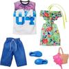 Barbie et Ken Tropical Fashion Pack - HBV72 - Ensemble de 2 Tenues - robe tropicale + sac pour Barbie, maillot + short de bain pour