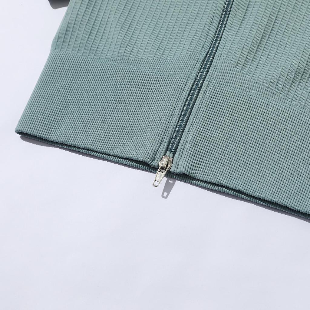 Hot Style Zipper Sport Fitness Suit Set: Women's Long Sleeve and Pants Seamless Yoga Outfit